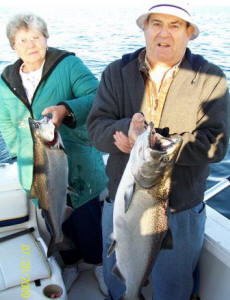 Carl and Nancy with 18lb and 10lb King Salmon
